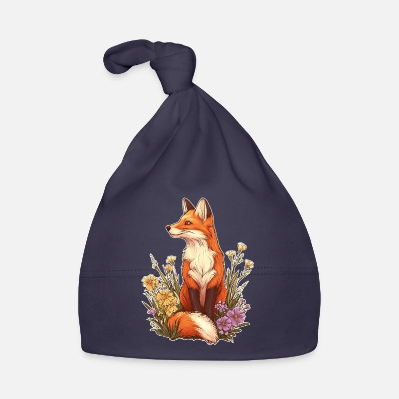 Fuchs mit Blumen und Blüten Baby Bio-Mütze