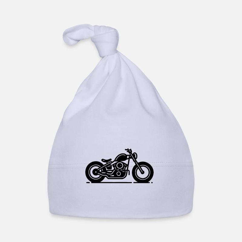 Minimalistisches Bobber Motorrad Line Art schwarz Baby Bio-Mütze