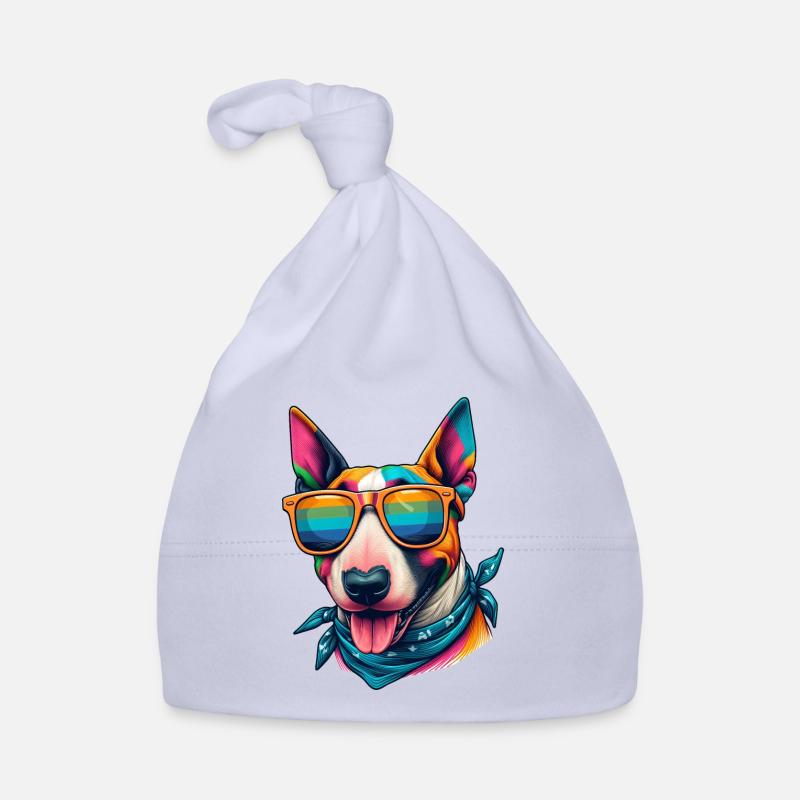 Bunter Bullterrier mit Sonnenbrille Baby Bio-Mütze
