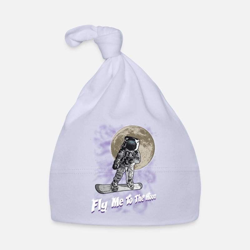 Cosmonaute et snowboard - Bonnet bio Bébé - ciel
