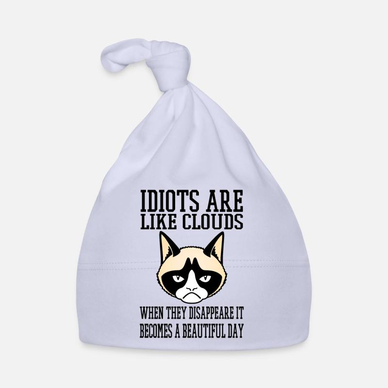 grumpy cat Idiots like clouds Organic Baby Cap