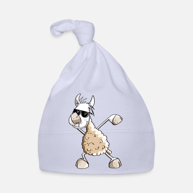 Cooles Dab Dance Lama - Dabbing Alpaka - Comic Fun - Baby Bio-Mütze - Sky
