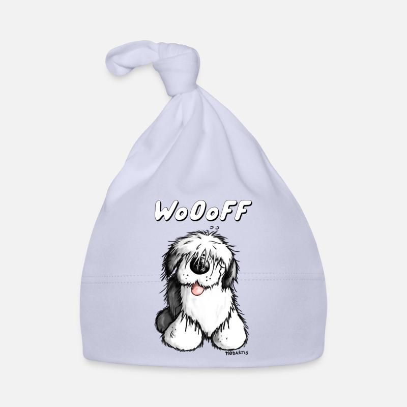 Woooff chien de berger anglais - Bonnet bio Bébé - ciel