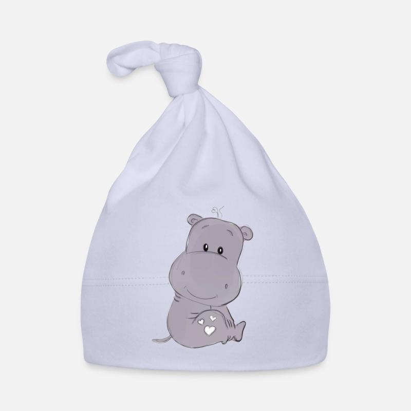 hippopotame - Bonnet bio Bébé - ciel