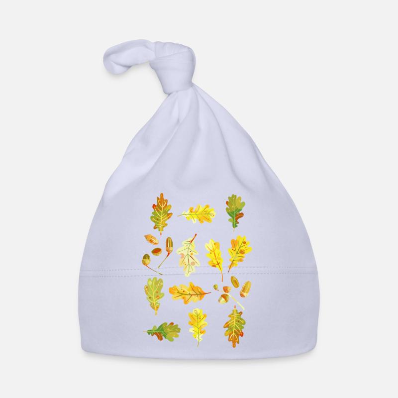 Feuilles de chêne et glands - Bonnet bio Bébé - ciel