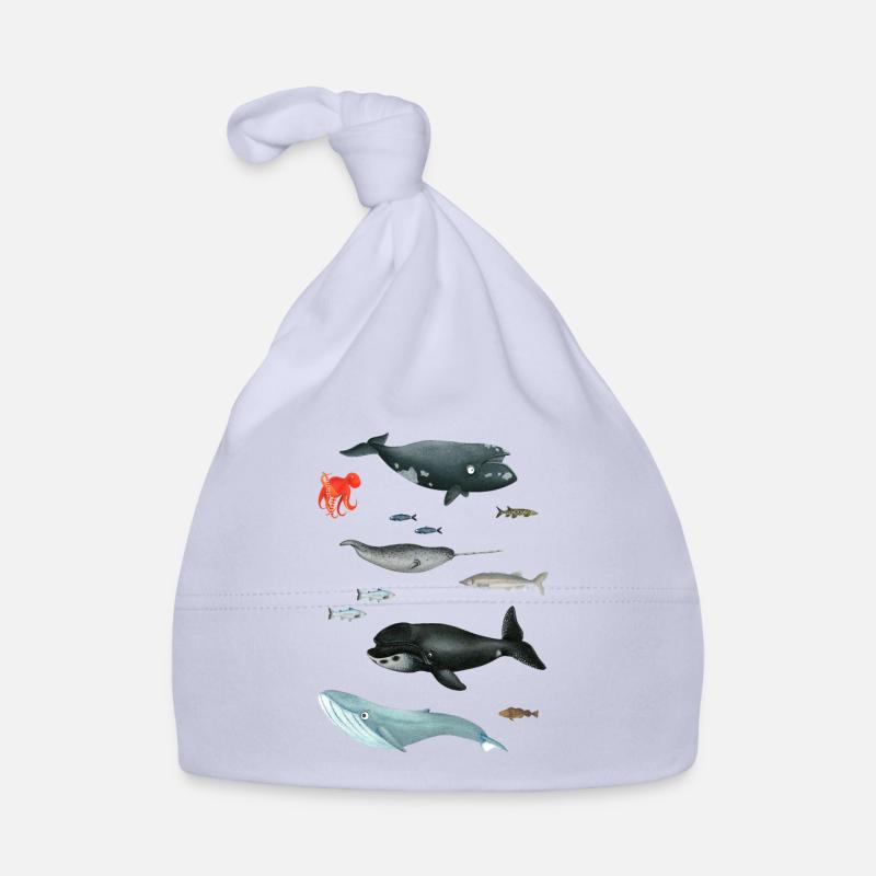 Patterns with whales and fish / underwater world Organic Baby Cap