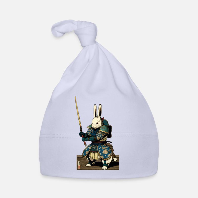 Japanese rabbit in samurai armor in ukiyo-e style - Organic Baby Cap - sky