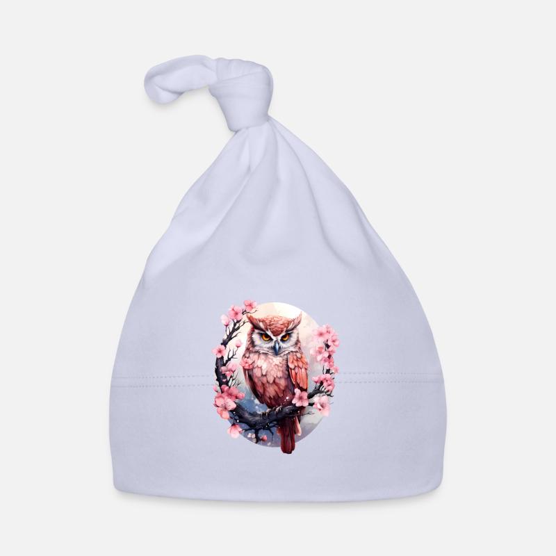 Hibou - Bonnet bio Bébé - ciel