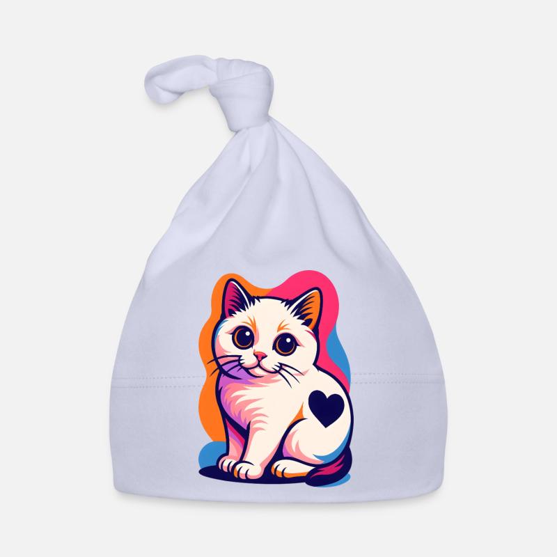 Chat coloré avec un accent de cœur Bonnet bio Bébé