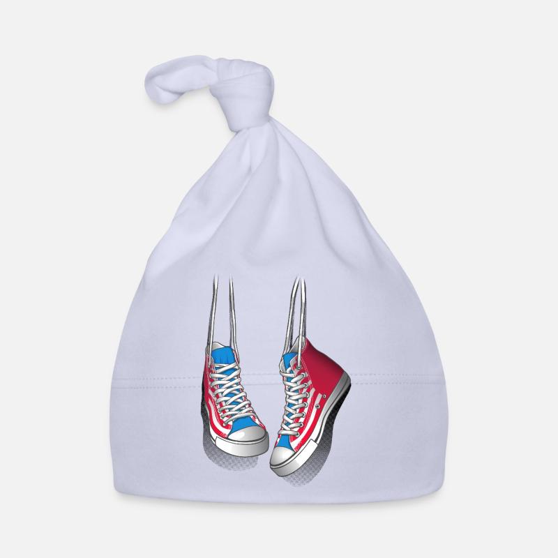 Baskets et lacets de chaussures - Bonnet bio Bébé - ciel