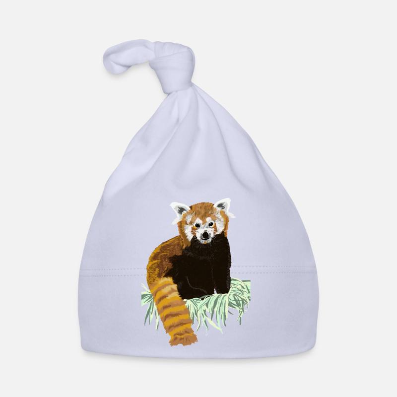 Roter Pandabaer auf Heu sitzend Baby Bio-Mütze