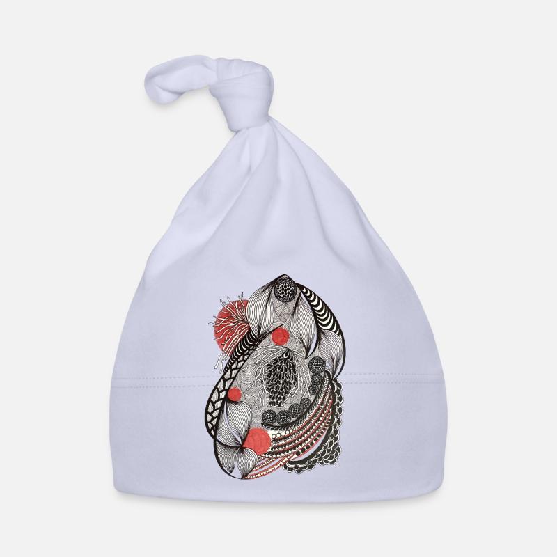 Line flowers pattern with red accent Organic Baby Cap