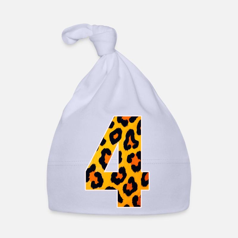 Imprimé léopard Numéral 4 Orange Feu Bonnet bio Bébé