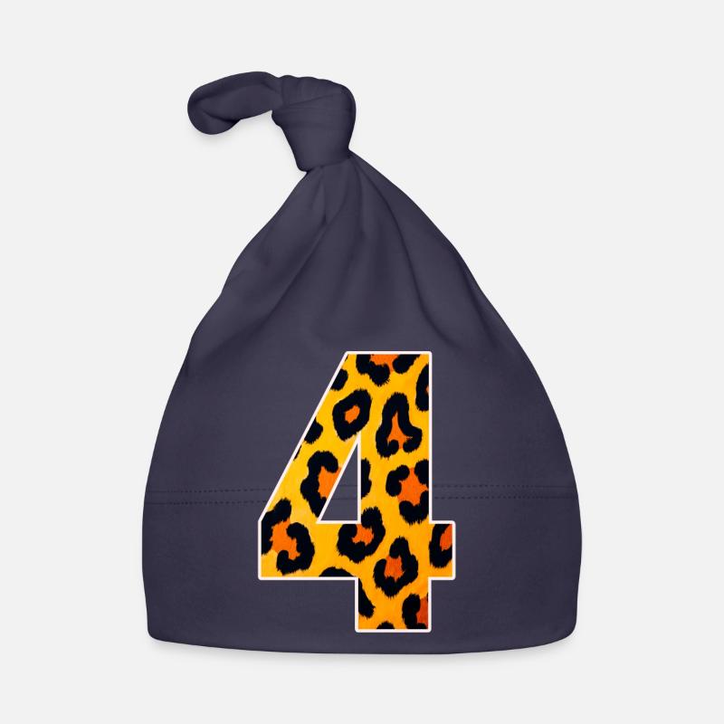 Imprimé léopard Numéral 4 Orange Feu Bonnet bio Bébé
