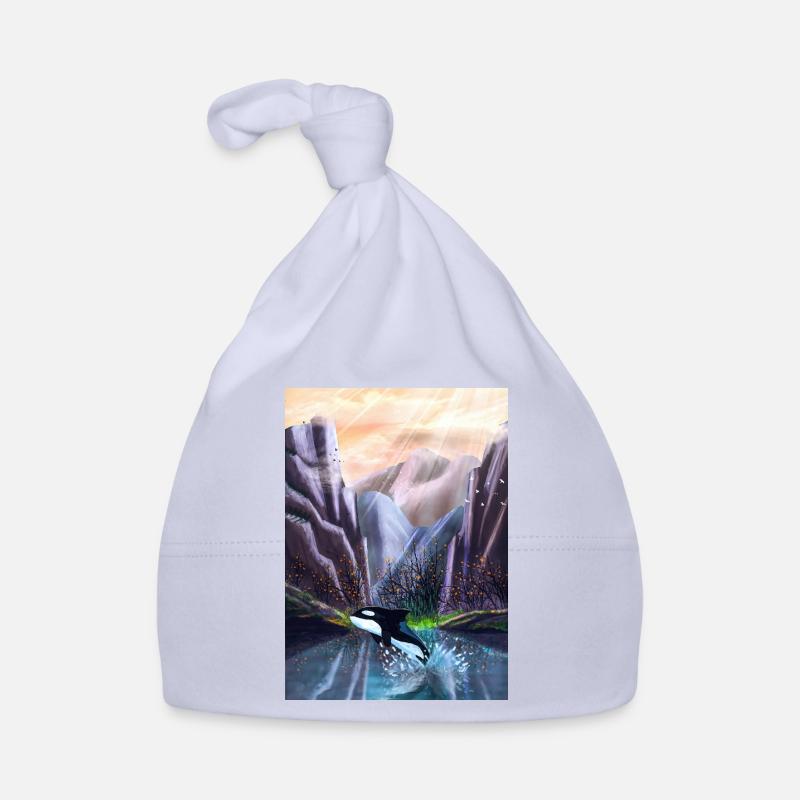 Orca jumping in mountain valley Organic Baby Cap