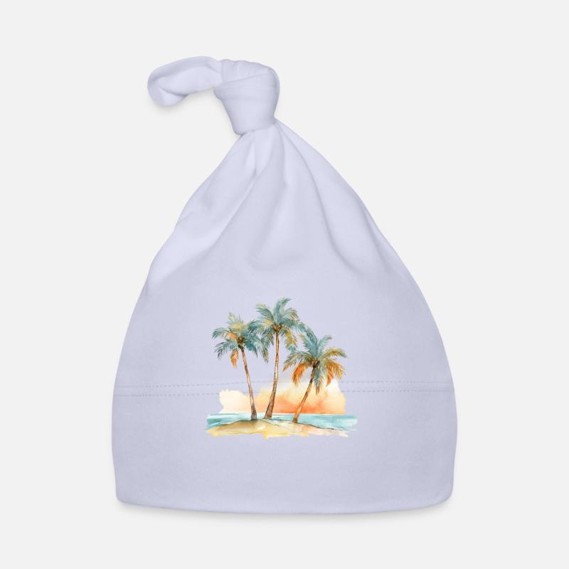 BEACH WITH THREE PALM TREES - Organic Baby Cap - sky