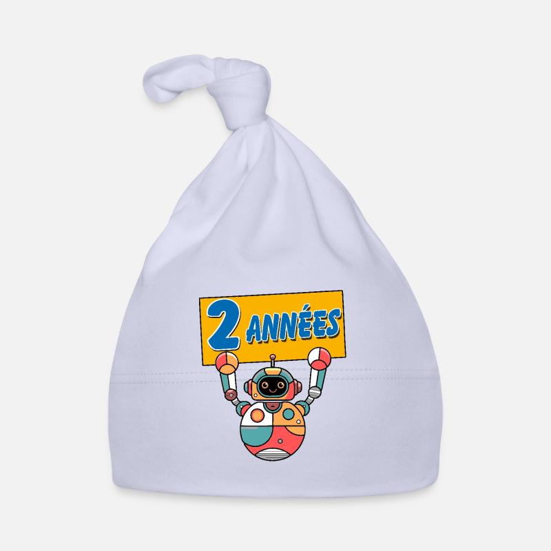 J'ai 2 ans, deux ans, anniversaire avec robot Bonnet bio Bébé