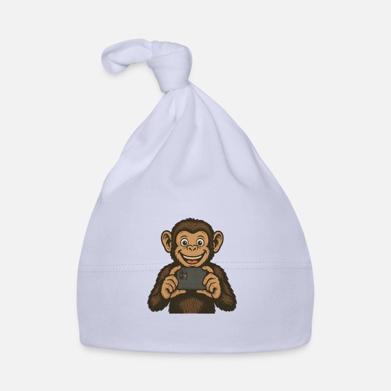 Monkey with smartphone Organic Baby Cap