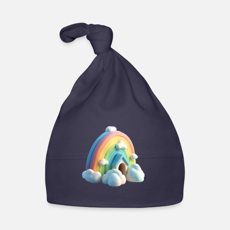 Regenbogen mit Haus Baby Bio-Mütze