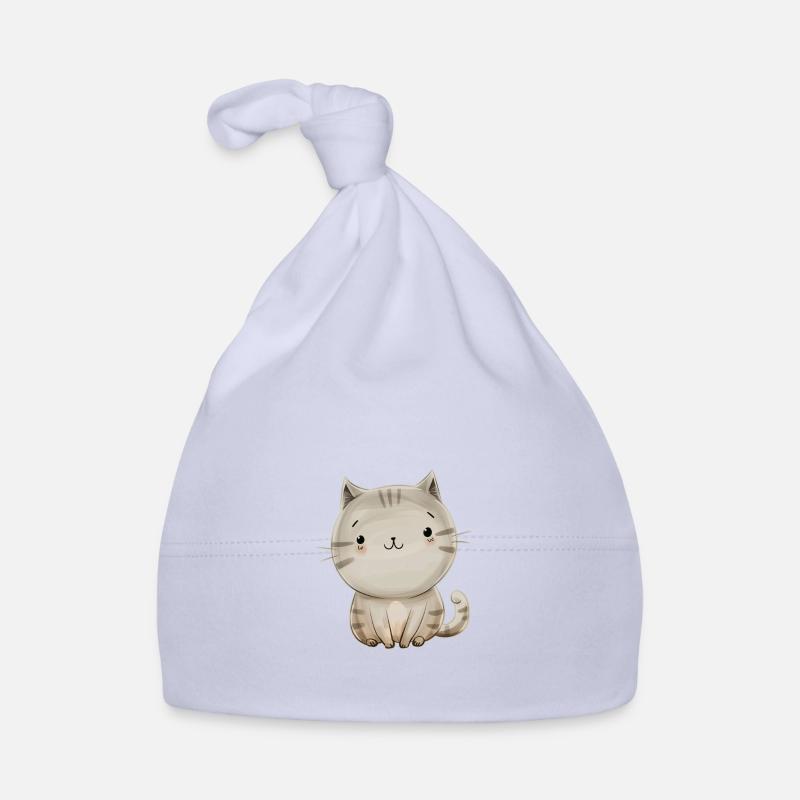 chat mignon, illustration pour enfant, dessin - Bonnet bio Bébé - ciel