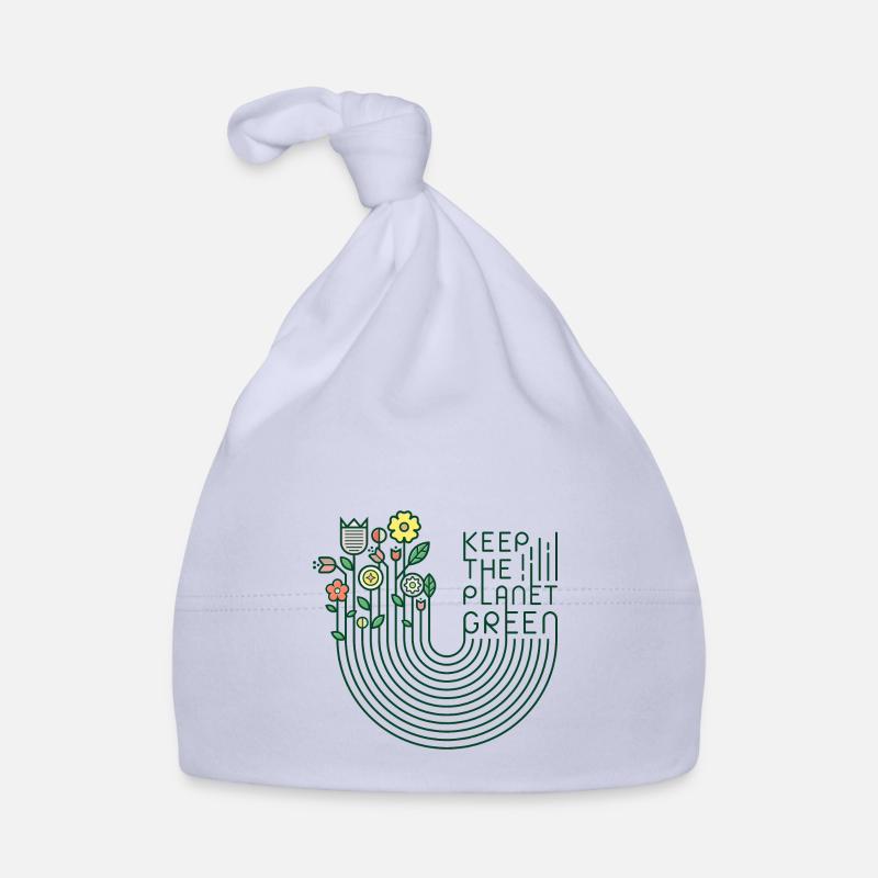 Fleurs et lettrage (garder le vert, minimal) - Bonnet bio Bébé - ciel