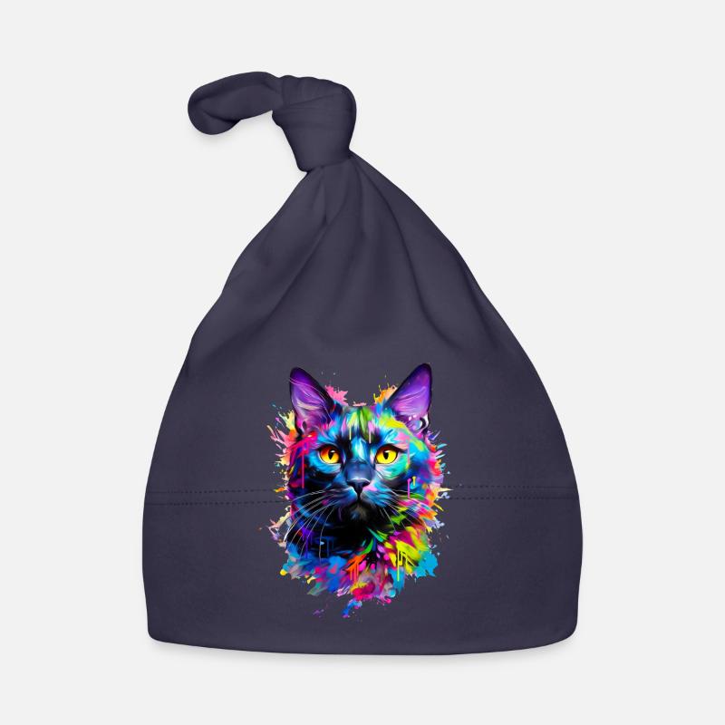 Bemalte Hauskatze mit schwarzer Katze Baby Bio-Mütze