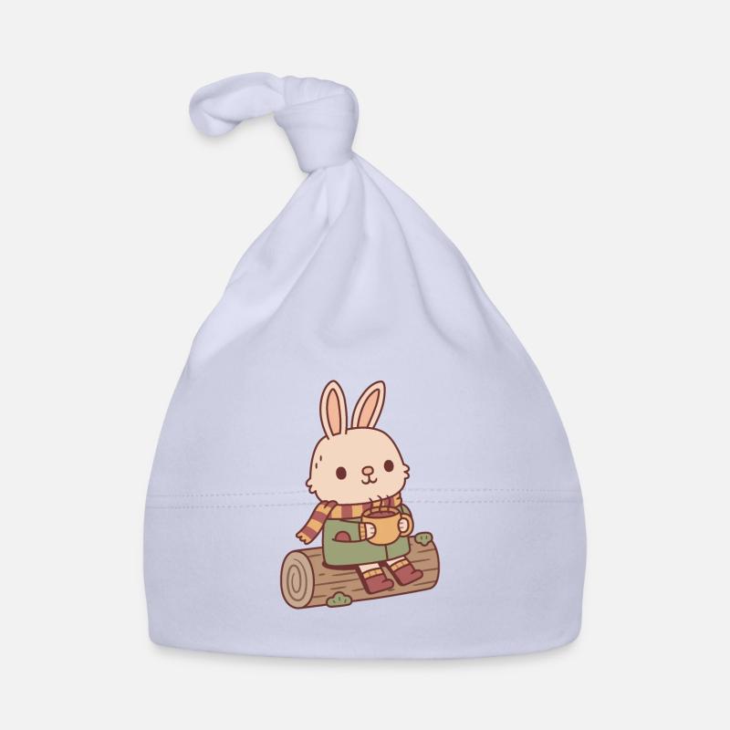 Cute Rabbit With Coffee Cottagecore Organic Baby Cap