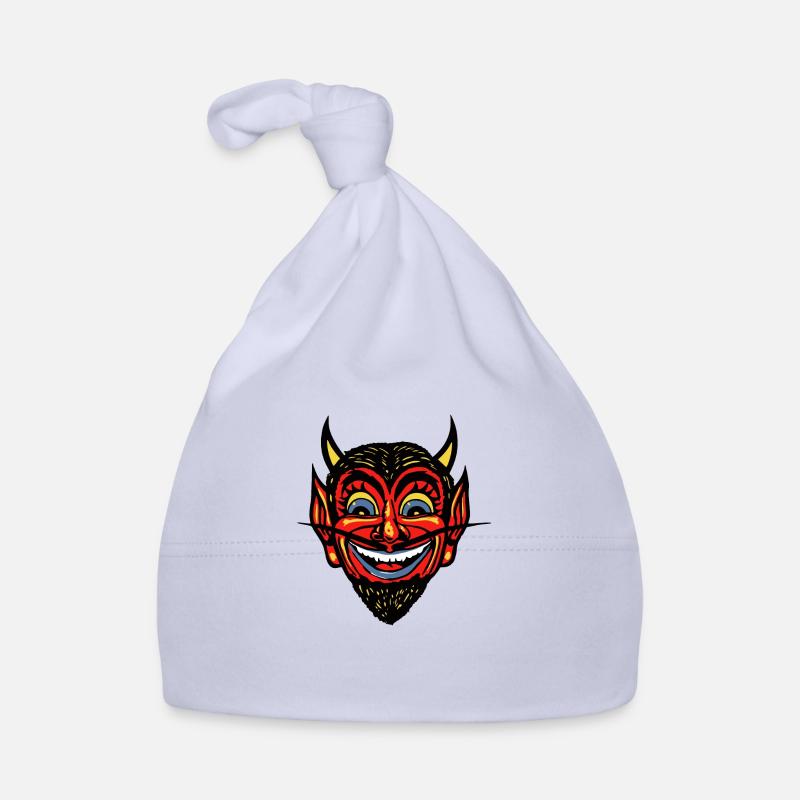 Vintage Halloween Red Devil Head Organic Baby Cap