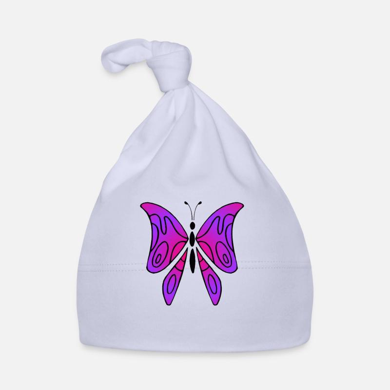 Papillon rose et pourpre Bonnet bio Bébé