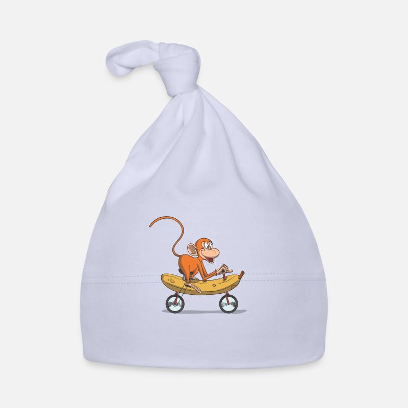 Funny monkey, monkey on bicycle banana Organic Baby Cap