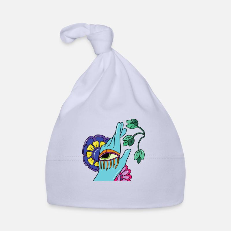 Main turquoise Bonnet bio Bébé