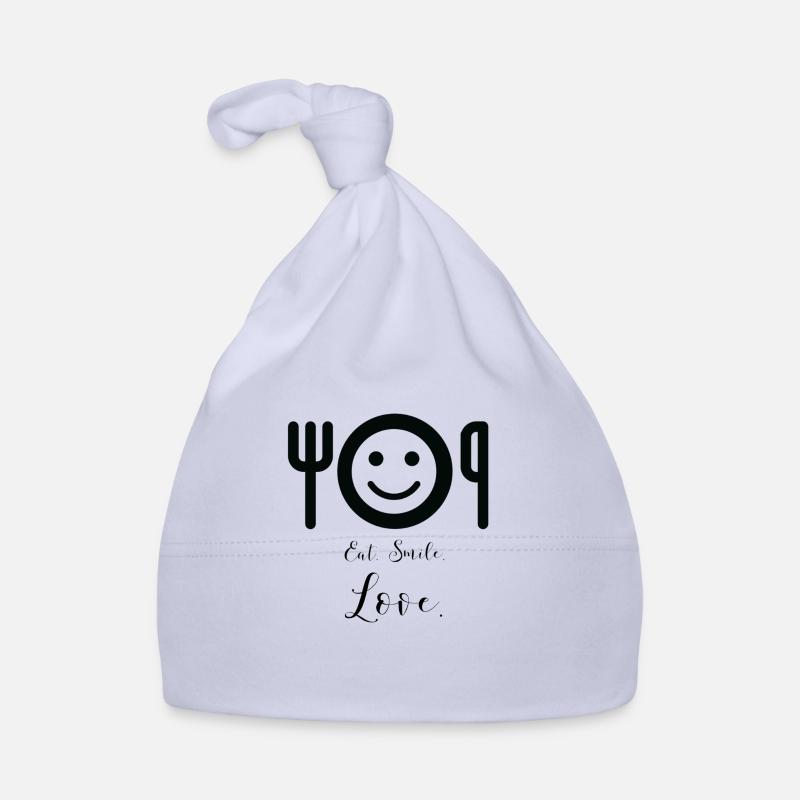 Manger. Sourire. Amour. Bonnet bio Bébé