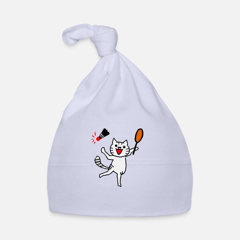 An excited cat plays badminton Organic Baby Cap