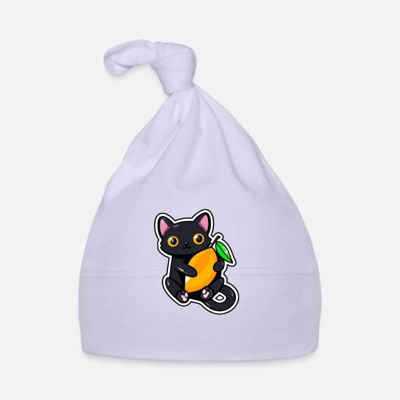 Le chat embrasse une mangue - Bonnet bio Bébé - ciel