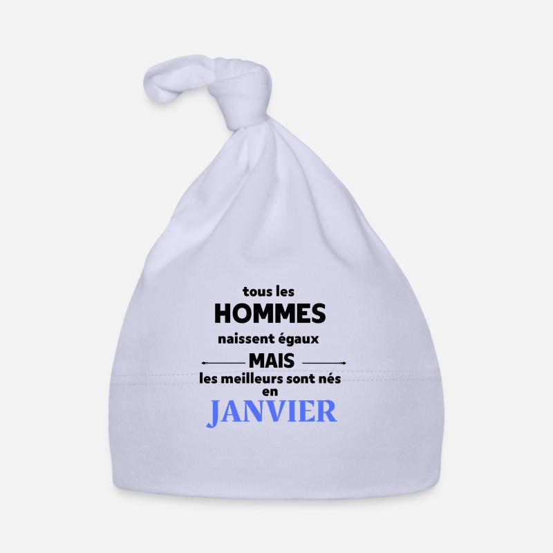 tout les hommes naissent égaux Janvier - Bonnet bio Bébé - ciel