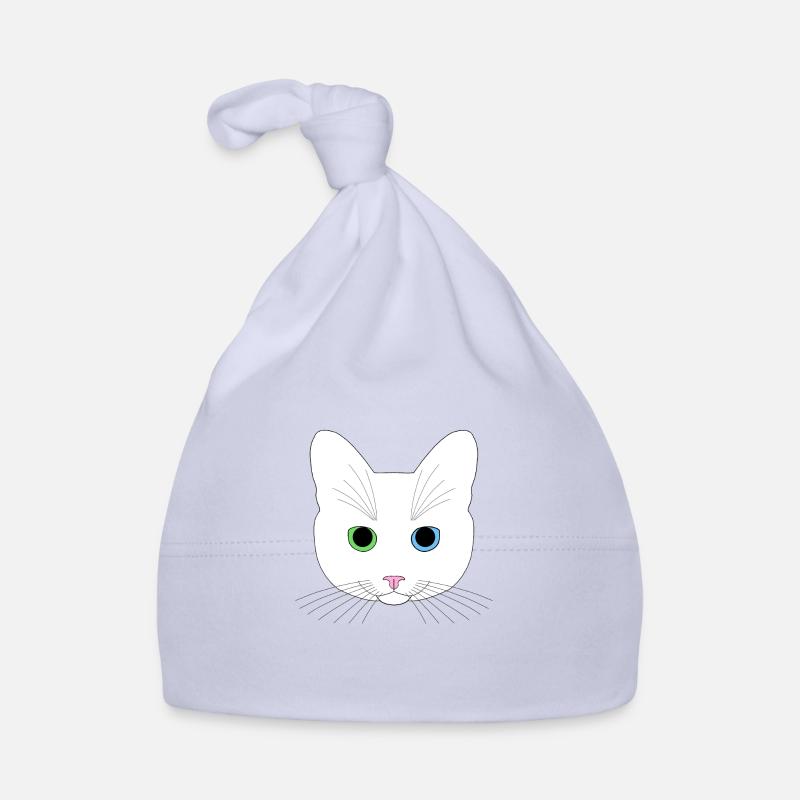 Chat blanc yeux vert bleu Bonnet bio Bébé