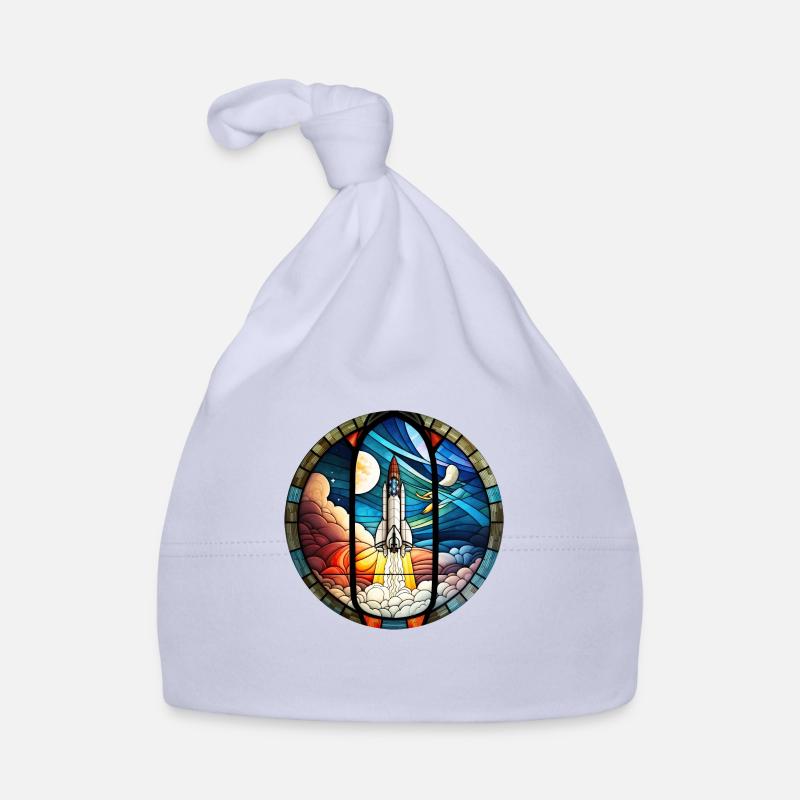 Rocket Space Rocket Launch Kirchenglass Buntglass Organic Baby Cap