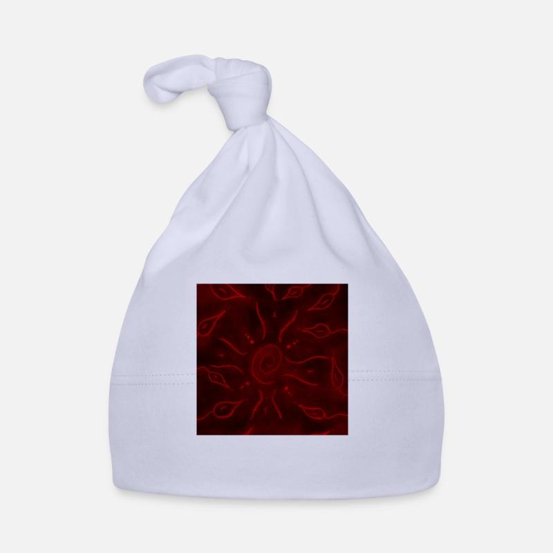 SOLEIL ET FLEURS ROUGES - Bonnet bio Bébé - ciel