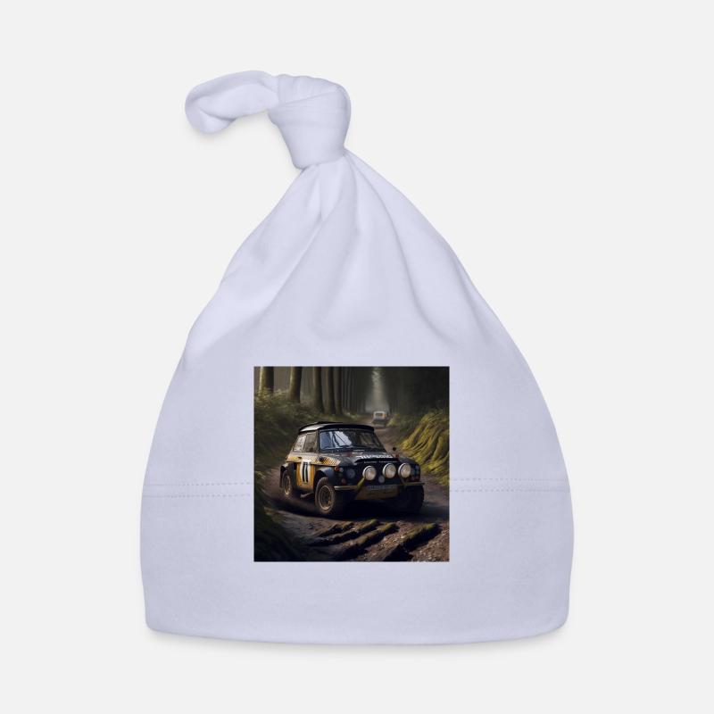Voiture de rallye chemin de terre - Bonnet bio Bébé - ciel