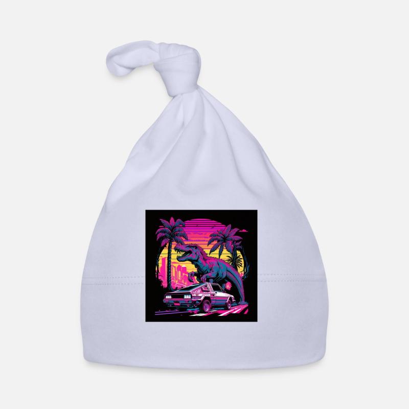 Dinosaurs with neon colors, synthwave / 80s Organic Baby Cap