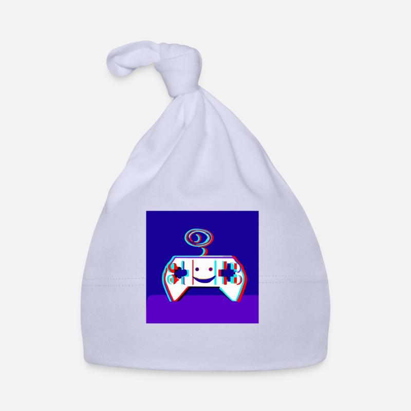 a PS-5 smiling illustroke Organic Baby Cap