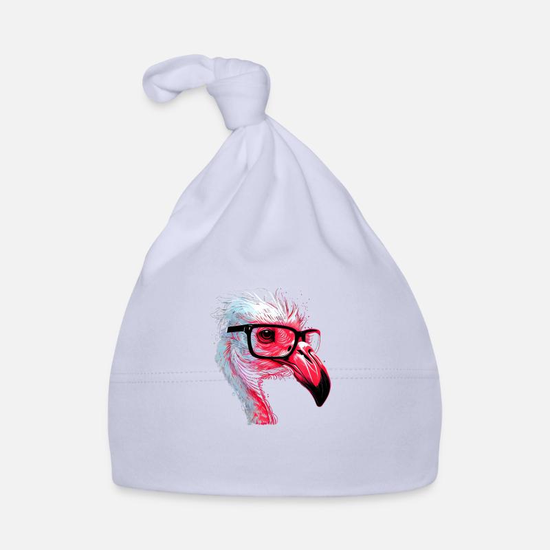Cooler haariger nerdiger Flamingo Kopf mit Brille Baby Bio-Mütze
