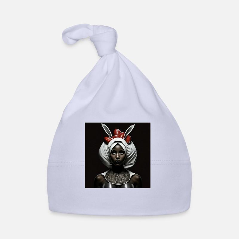 black women WHITE RABBIT HIDES EASTER EGGS Organic Baby Cap