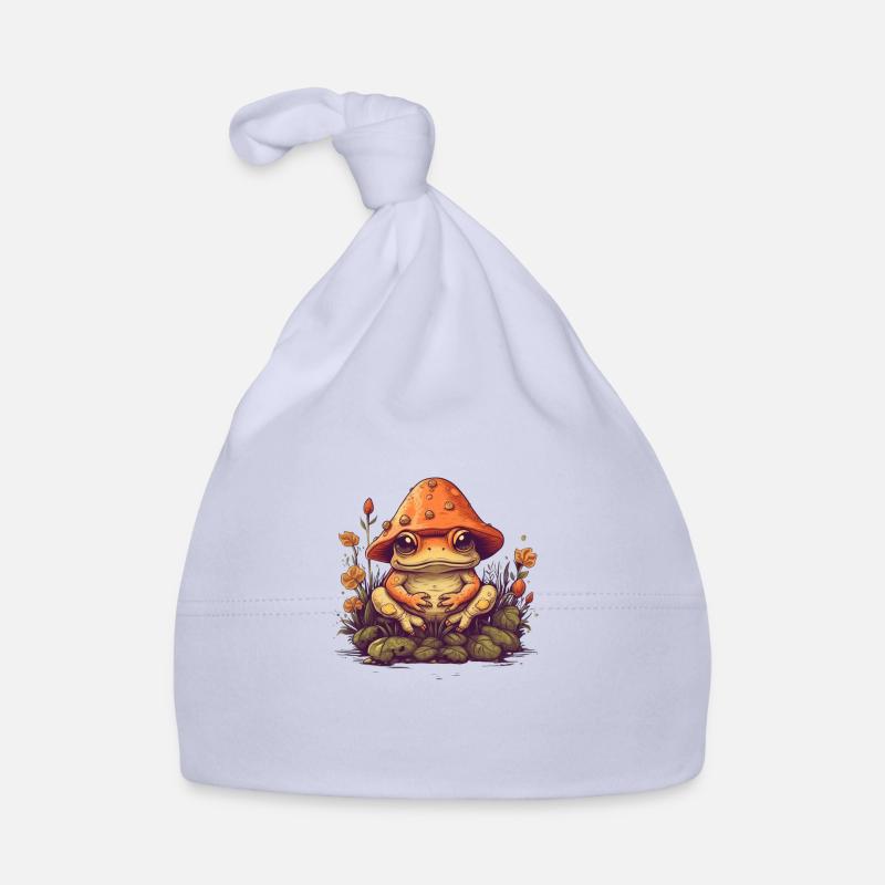 Cute toad with mushroom hat funny frog nature Organic Baby Cap