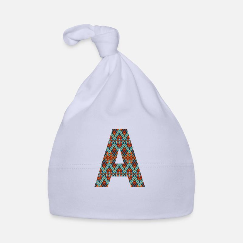 Buchstabe A- Boho-Design Baby Bio-Mütze