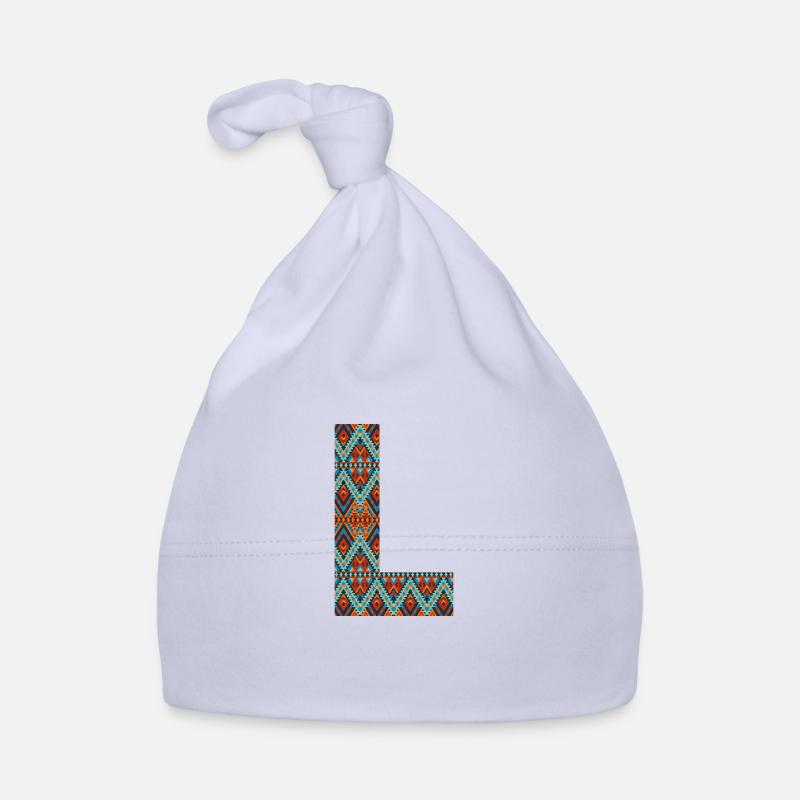 Lettre L- design boho, monogramme coloré Bonnet bio Bébé
