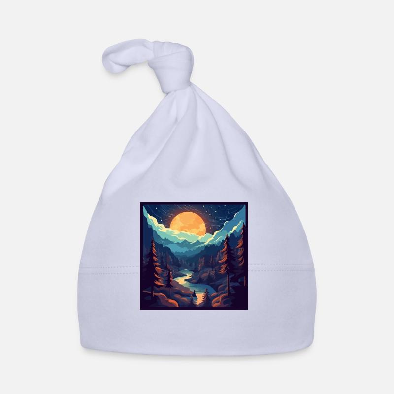 Forest landscape at night Organic Baby Cap