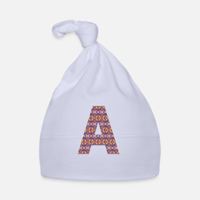 Monogram Letter A- geometric pattern Organic Baby Cap