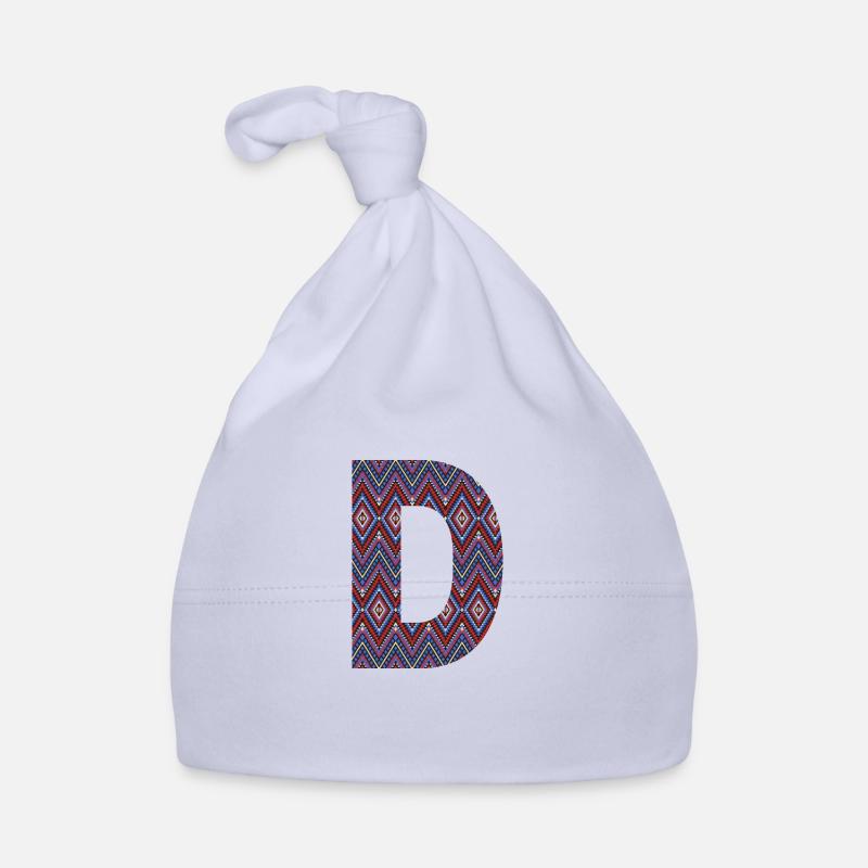 Monogram Letter D- geometric pattern Organic Baby Cap