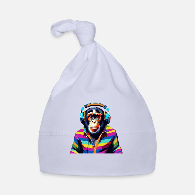 DJ Schimpansen bunt Baby Bio-Mütze